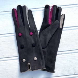 Button Gloves - Grey